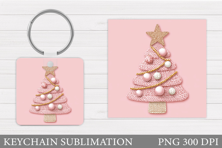 Crochet Christmas Tree Keychain. Christmas Keychain Design