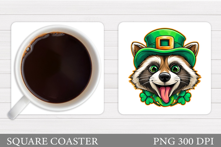 St Patrick Raccoon Coaster. St Patrick Coaster Sublimation