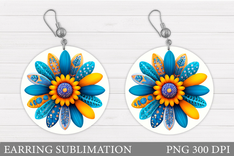 Flower Earring Design. Floral Earring Sublimation