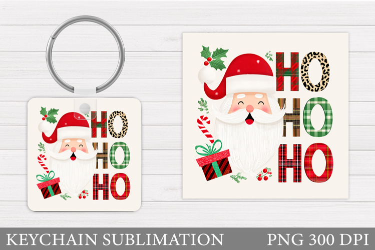 Santa Claus Keychain Design. Christmas Keychain Sublimation