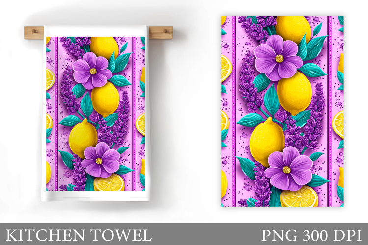 Lemons Kitchen Towel. Flowers Kitchen Towel Design