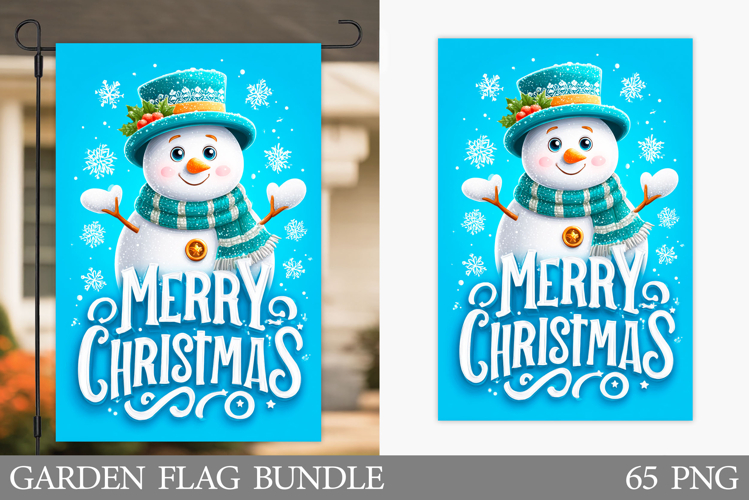 Cute Snowman Garden Flag. Christmas Garden Flag Design