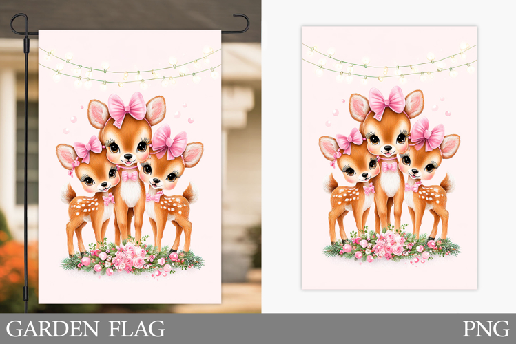 Christmas Deer Garden Flag. Christmas Garden Flag Design