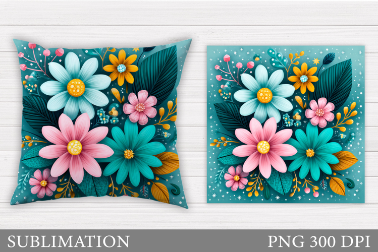 Flowers Pillow Sublimation. Floral Pillow Design
