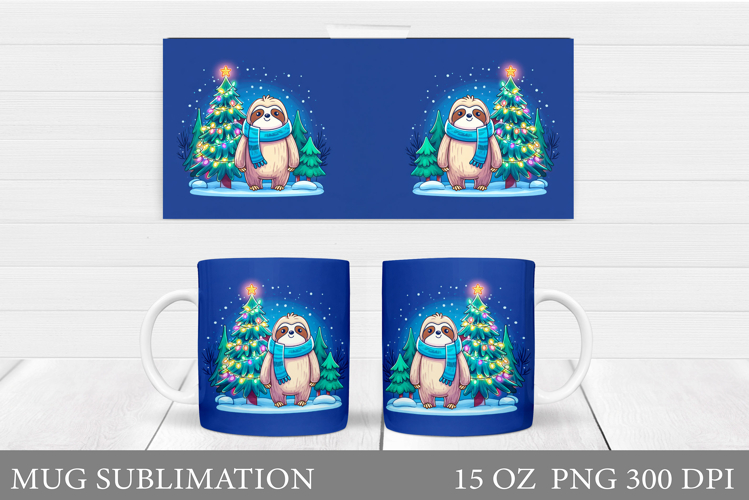 Christmas Sloth Mug Design. Christmas Mug Sublimation