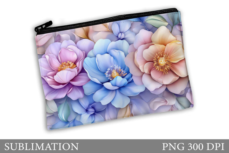 Flowers Makeup Bag Design. Floral Makeup Pouch Sublimation