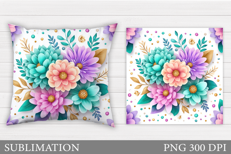 Flowers Pillow Design. Floral Pillow Sublimation