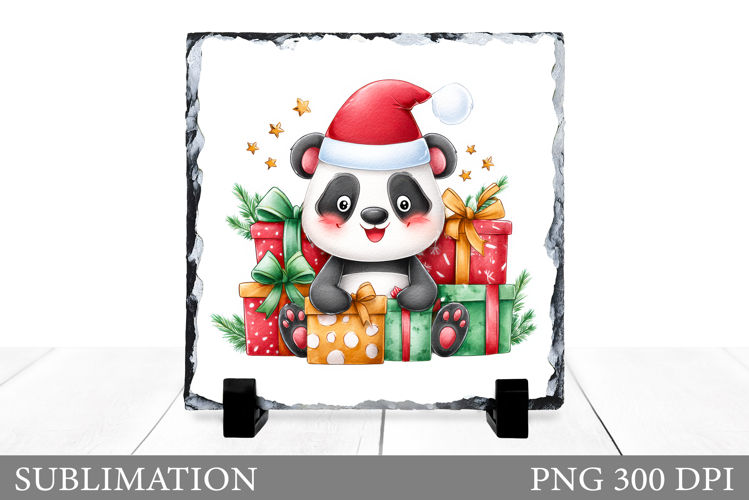 Christmas Panda Slate Design. Christmas Panda Sublimation