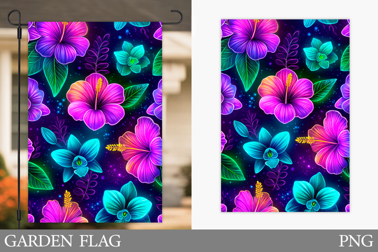 Flowers Garden Flag Sublimation. Floral Garden Flag Design