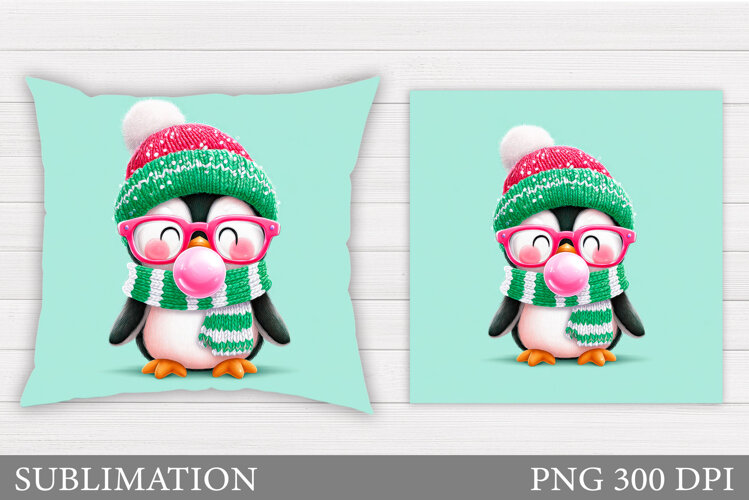 Christmas Penguin Pillow. Christmas Pillow Design example image 1