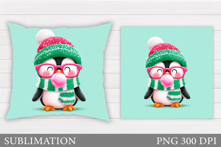 Christmas Penguin Pillow. Christmas Pillow Design