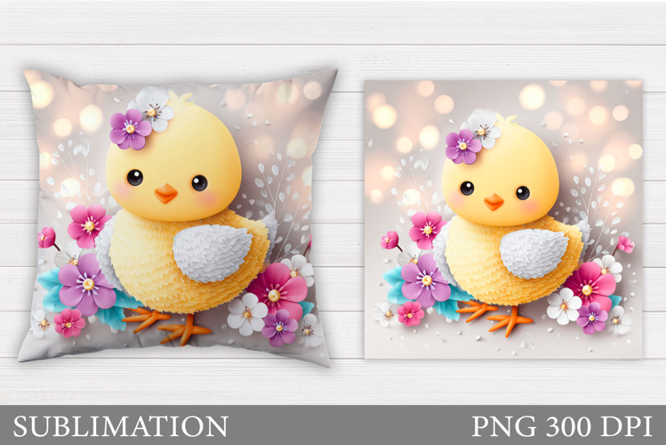 Spring Chick Pillow Sublimation. Spring Pillow Design