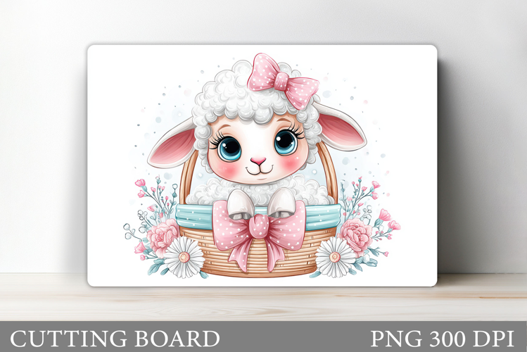 Cute Lamb Cutting Board. Lamb Flowers Cutting Board Design