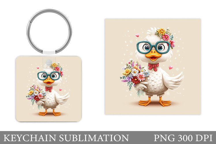 Cute Goose Keychain Design. Funny Goose Sublimation example image 1