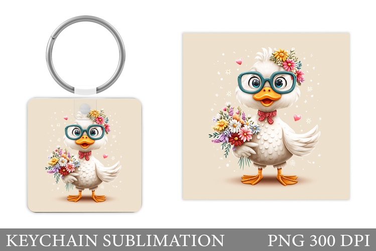 Cute Goose Keychain Design. Funny Goose Sublimation