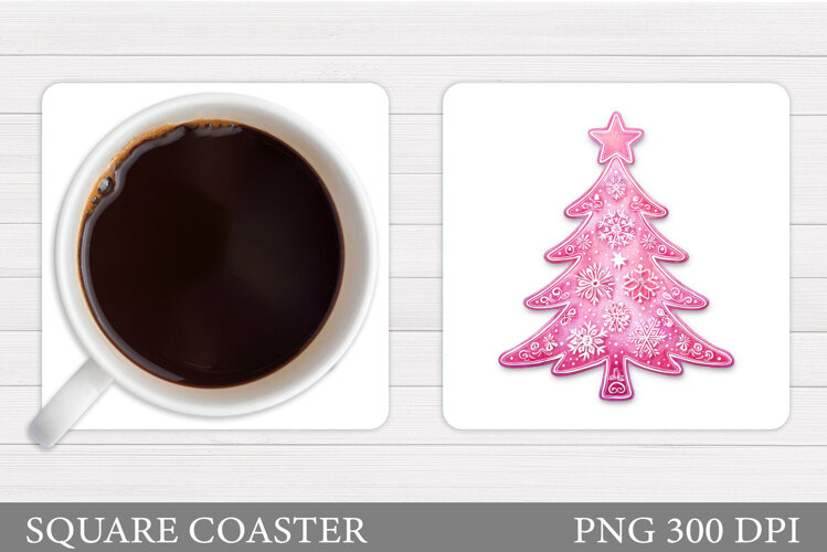 Christmas Tree Coaster Design. Christmas Coaster Sublimation example image 1