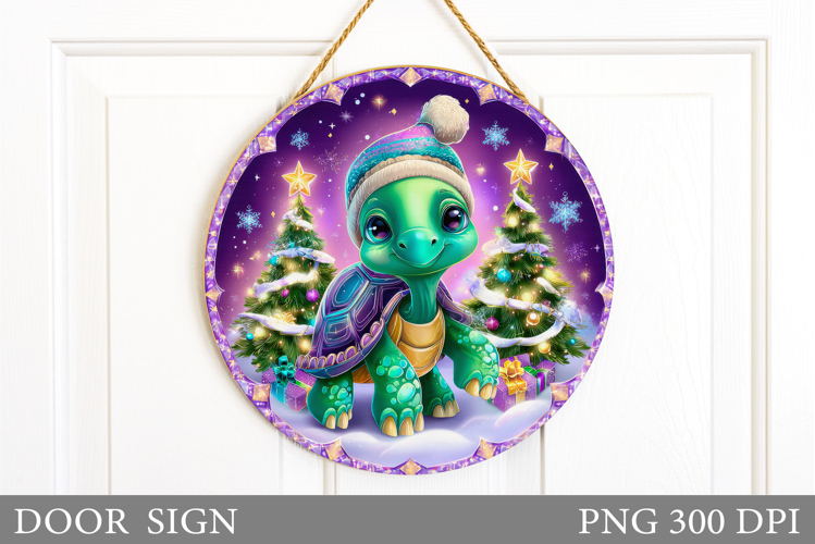 Christmas Turtle Door Sign. Christmas Door Sign Sublimation