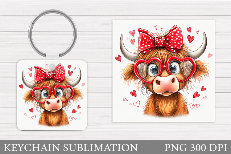 Valentines Cow Keychain. Valentine Keychain Design