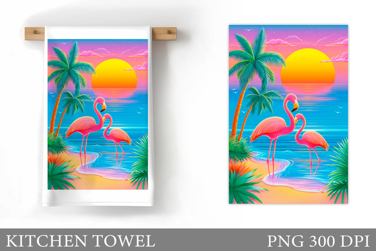 Flamingo Kitchen Towel Design. Summer Kitchen Towel