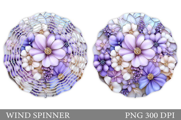 Flowers Wind Spinner Design. Floral Wind Spinner Sublimation example image 1