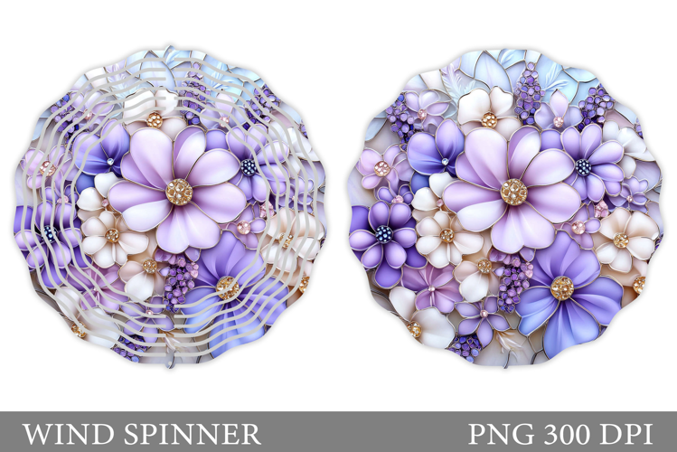 Flowers Wind Spinner Design. Floral Wind Spinner Sublimation