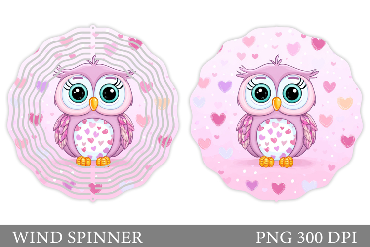 Cute Owl Wind Spinner Design. Valentines Wind Spinner