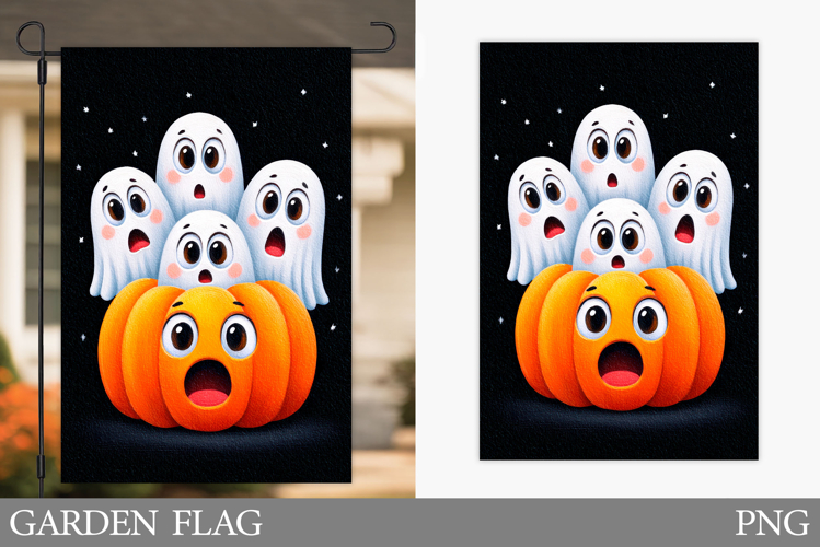 Ghost Garden Flag Design. Halloween Garden Flag Sublimation