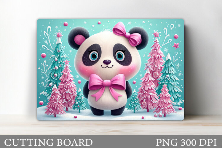 Christmas Panda Cutting Board. Christmas Cutting Board example image 1