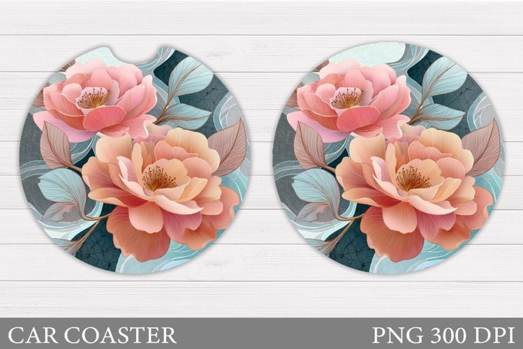 Floral Coaster Design. Flowers Car Coaster Sublimation