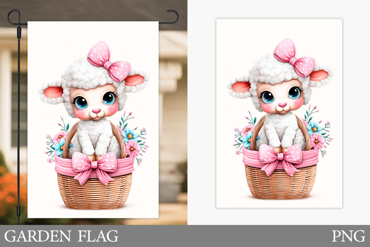 Cute Lamb Garden Flag. Cute Lamb Sublimation