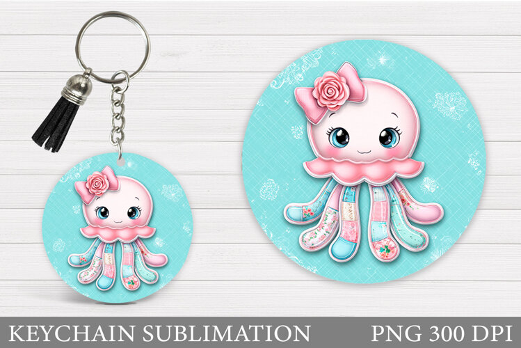 Jellyfish Keychain Design. Jellyfish Keychain Sublimation example image 1
