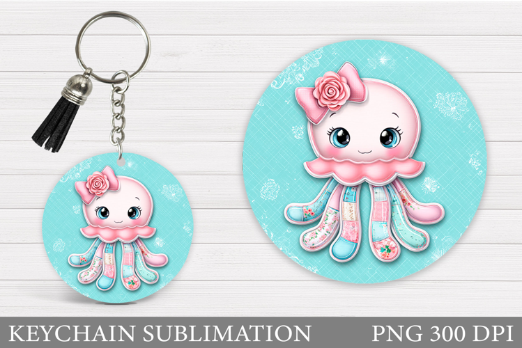 Jellyfish Keychain Design. Jellyfish Keychain Sublimation
