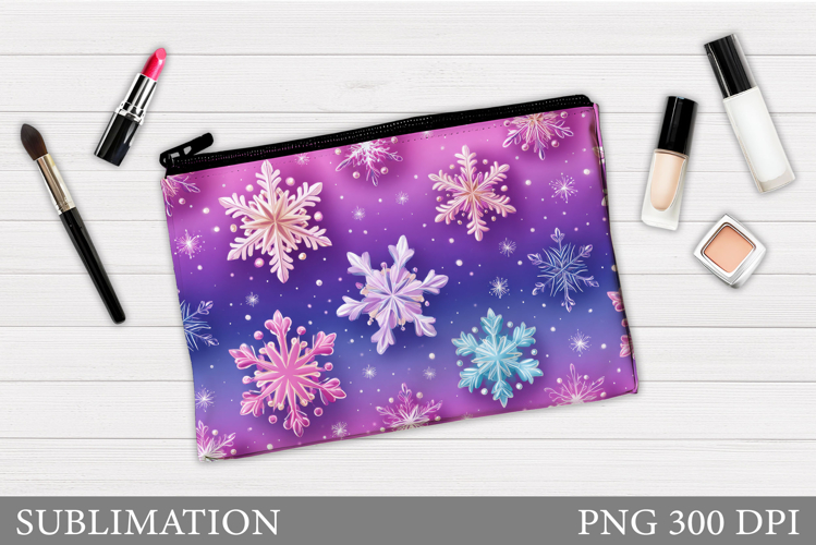 Snowflakes Makeup Bag. Christmas Makeup Bag Sublimation