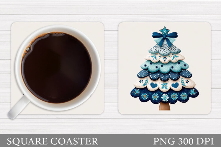 Christmas Tree Coaster Design. Christmas Coaster Sublimation example image 1