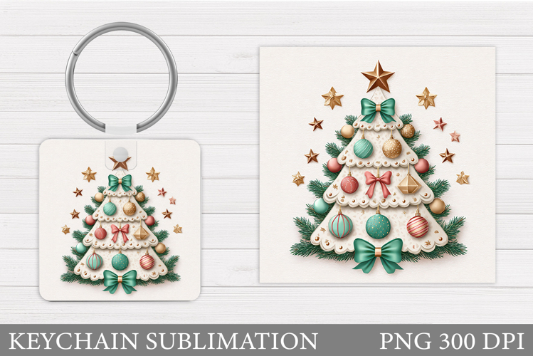 Christmas Tree Keychain. Christmas Keychain Sublimation