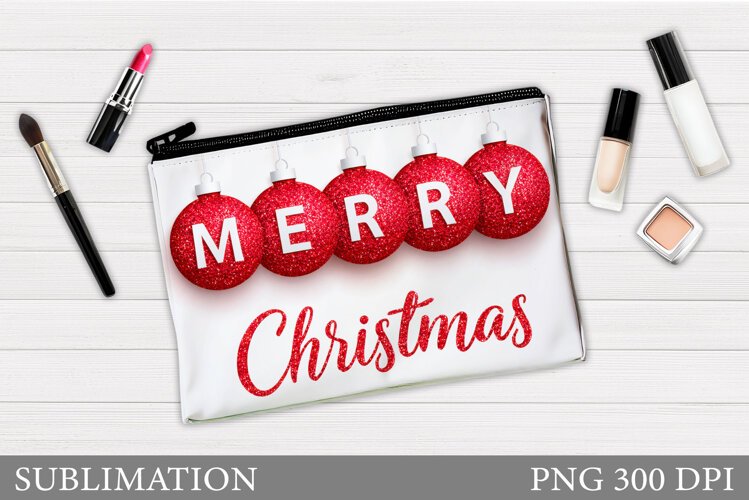 Christmas Makeup Bag Design. Merry Christmas Cosmetics Bag example image 1