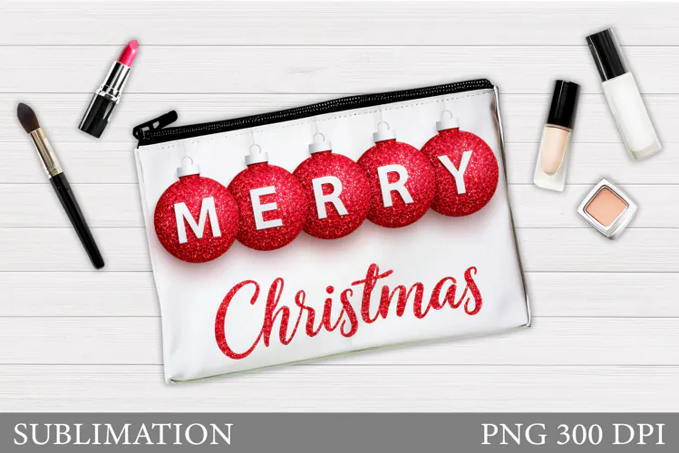 Christmas Makeup Bag Design. Merry Christmas Cosmetics Bag
