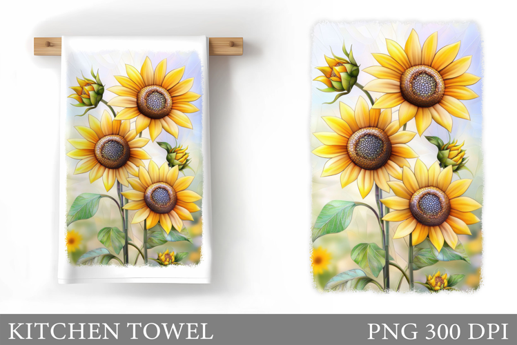 Sunflowers Kitchen Towel. Flowers Kitchen Towel Design