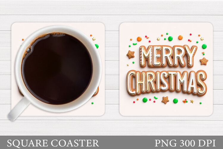 Merry Christmas Coaster. Christmas Coaster Design example image 1