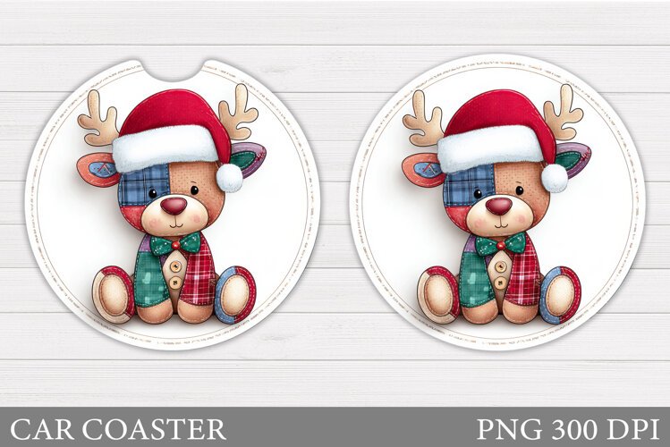 Christmas Deer Car Coaster. Christmas Car Coaster Design example image 1