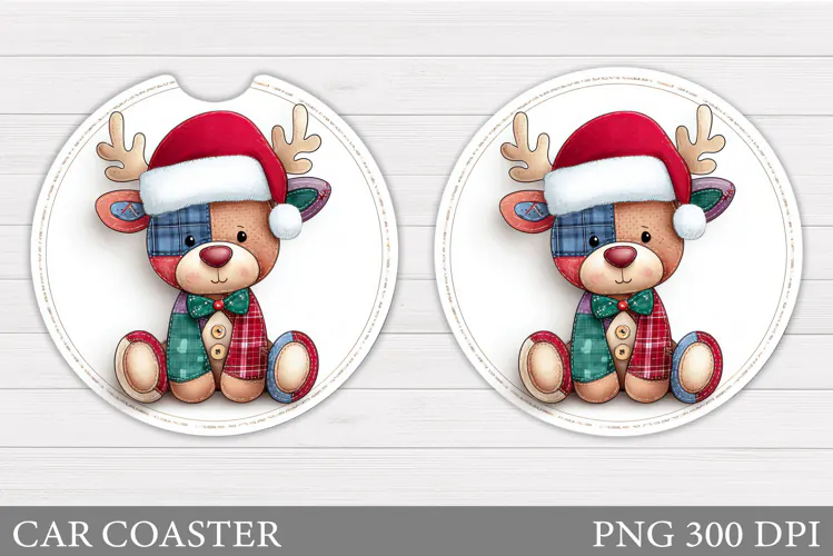 Christmas Deer Car Coaster. Christmas Car Coaster Design