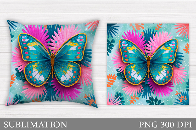 Butterfly Flowers Sublimation. Butterfly Pillow Sublimation