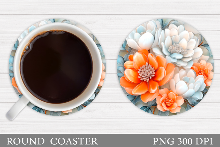 Flowers Round Coaster Sublimation. Flowers Coaster Design