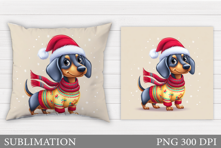 Christmas Dachshund Pillow. Christmas Pillow Sublimation