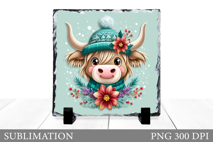 Christmas Cow Sublimation. Christmas Cow Slate Design
