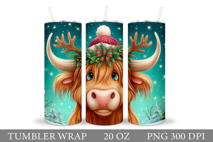 Christmas Cow Tumbler Design. Christmas Tumbler Sublimation