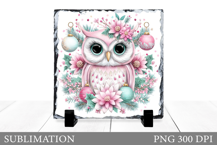 Christmas Owl Sublimation. Christmas Owl Slate Design