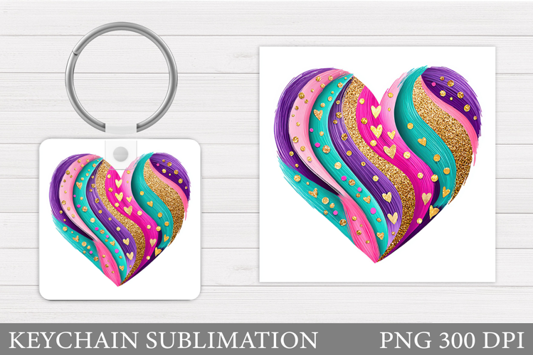 Heart Keychain Design. Valentine Keychain Sublimation