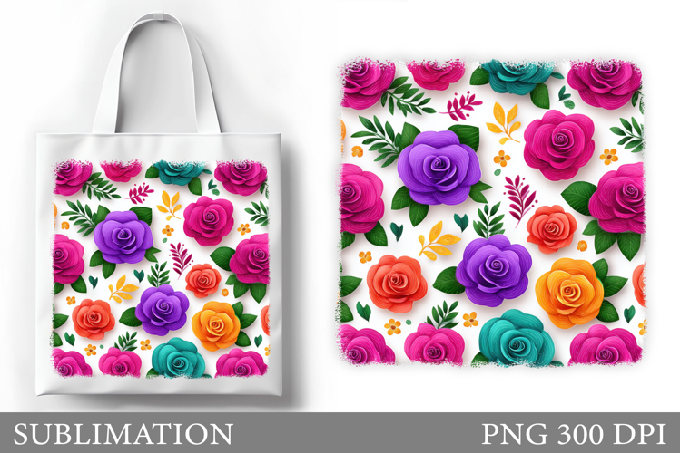 Roses Tote Bag Design. Flowers Roses Sublimation