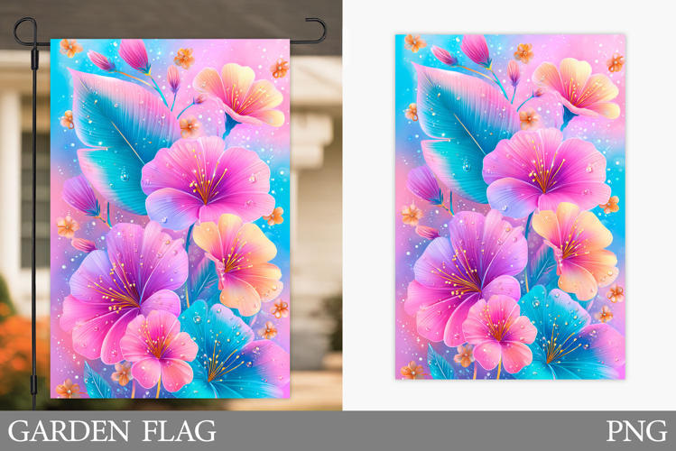 Flowers Garden Flag Sublimation. Floral Garden Flag Design